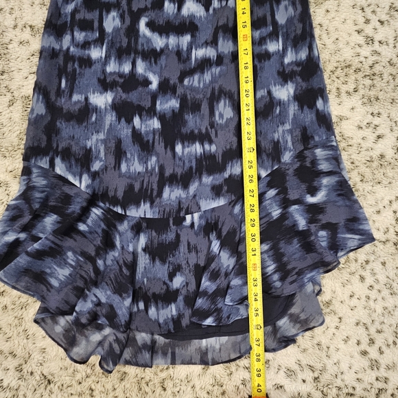 BCBG MaxAzria SZ M Pacific Blue Cloud Ruffle Hem Balloon Long Sleeve Lined Dress - Picture 8 of 10